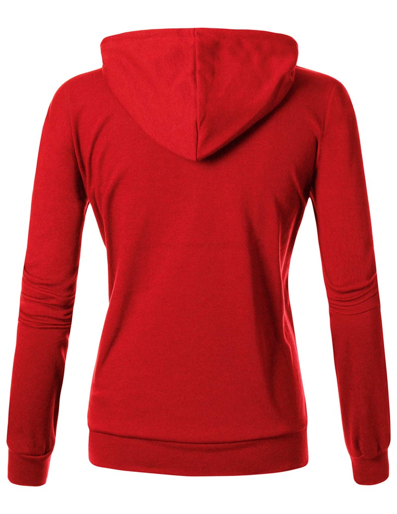 GIVON Women's Lightweight Zip Up Hoodie â€“ Long Sleeve Thin Casual Hooded Jacket, Plus DCF200-RED-L - Image 3
